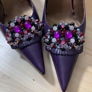 J Renee Women pump heels size 13 purple baubles leather 4.5 inch heel